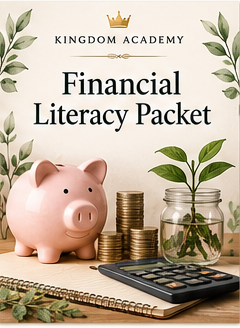Kingdom Academy Financial Literacy Packet illustrated bundle artwork
