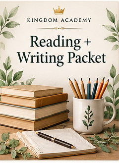 Kingdom Academy Reading + Writing Packet illustrated bundle artwork